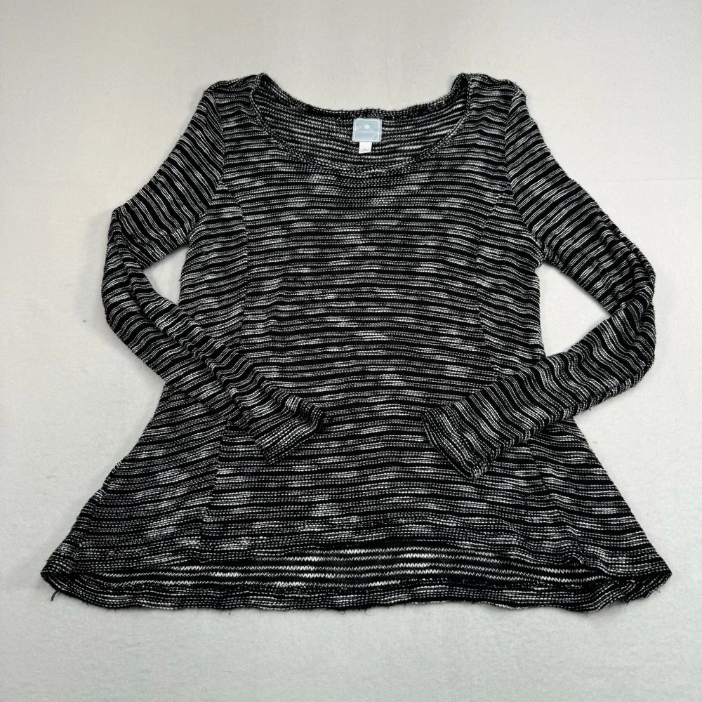 Sunday Long Sleeve Striped Sweater Womens Size Large Black White Knit